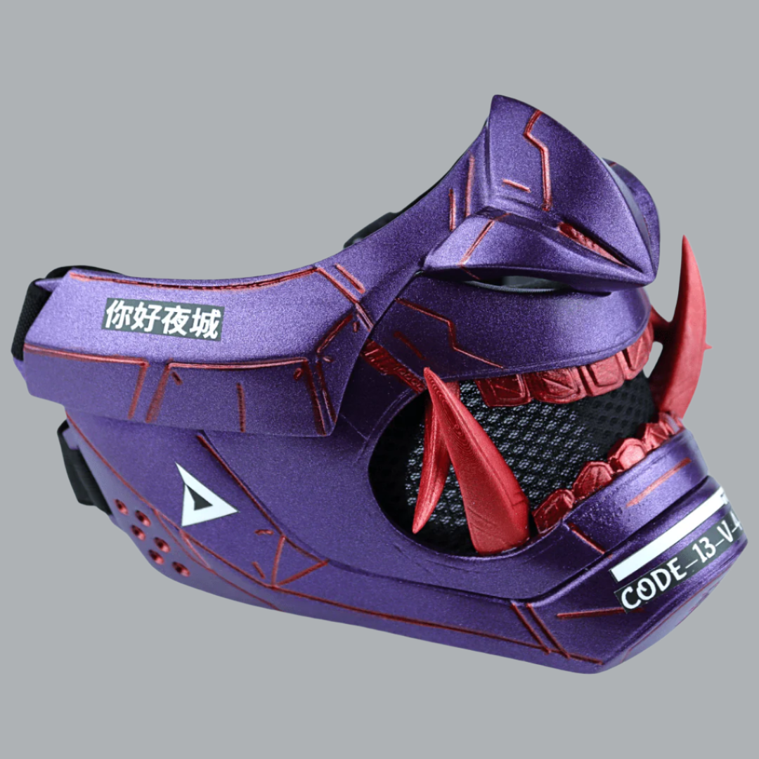 Space Armory Cyberpunk Oni Mask Metallic Violet Masks
